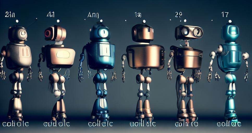 Imagen generada por IA en la que se representa la evolución de los robots