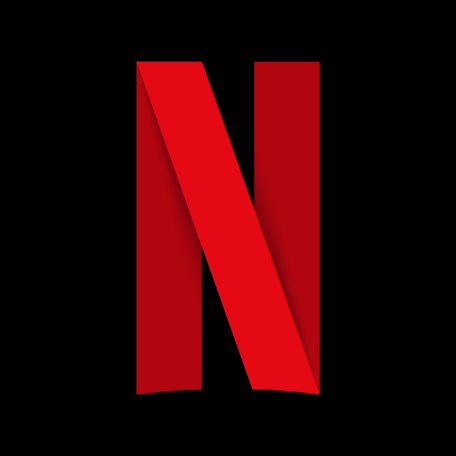 Logo de Netflix con un fondo negro y una letra "n" en mayúsculas de color rojo