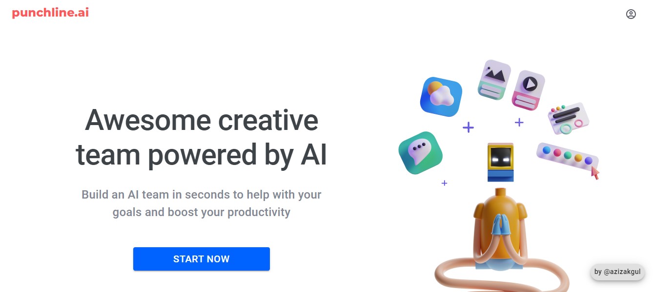 Landing page de Punchline.AI una de las aplicaciones utilizadas para generar humor con IA